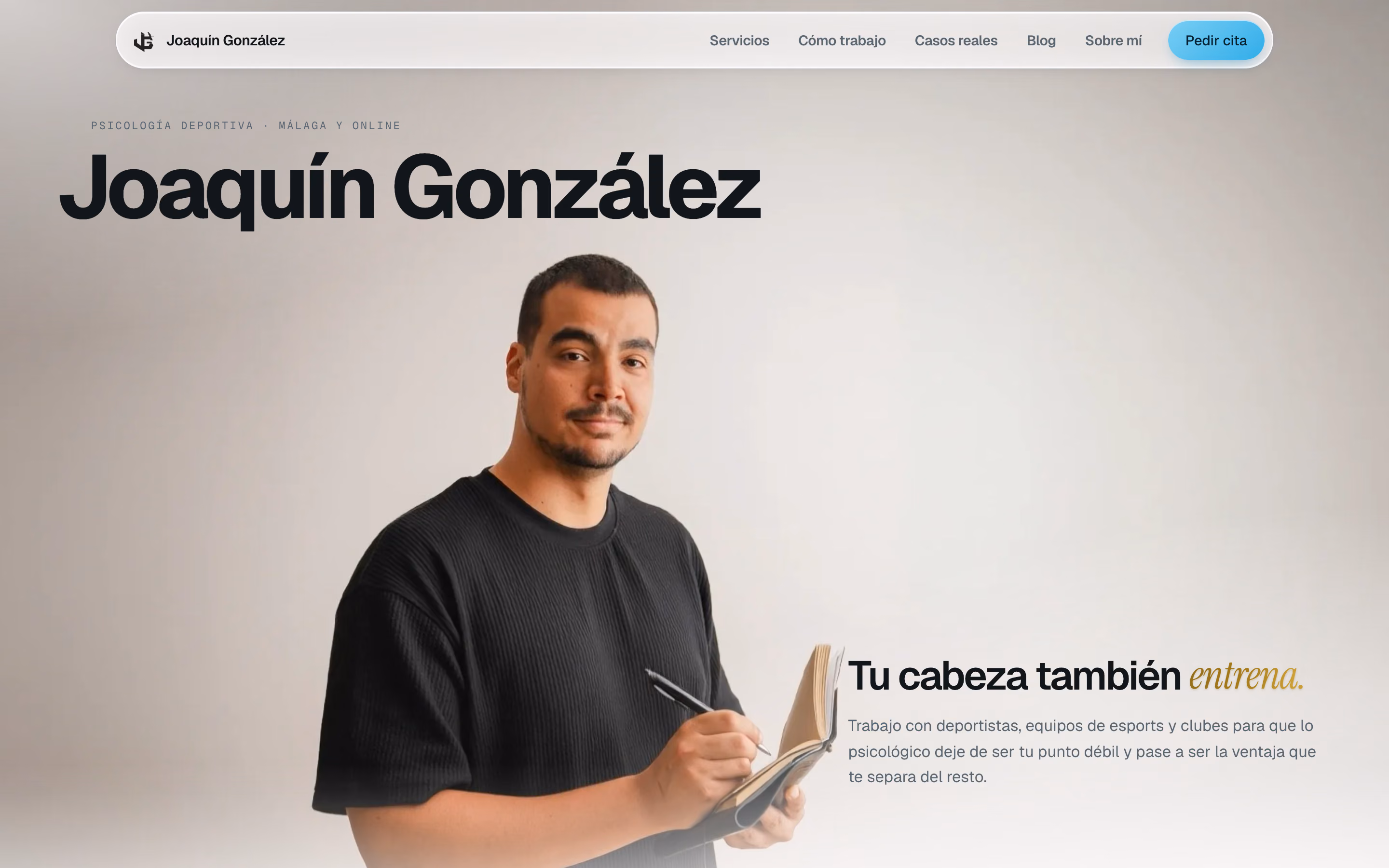 Home of joaquingonzalezpsicologia.com with the hero sequence